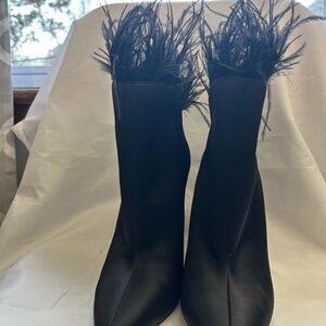 Jessica Simpson Black Feathered Heeled Boots